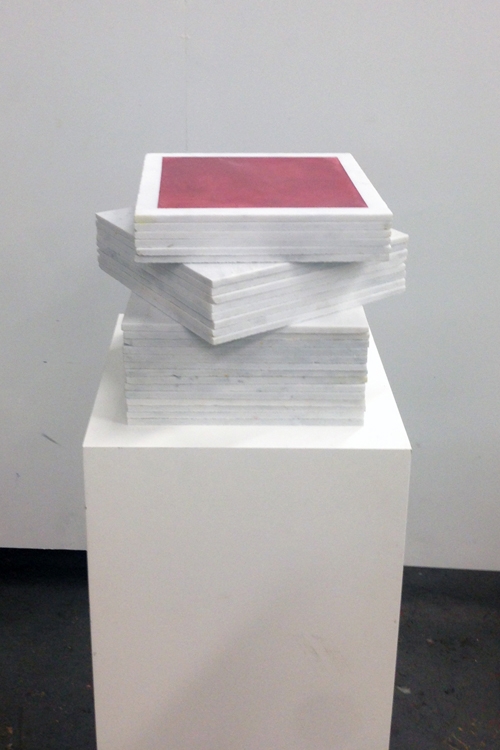 Mayan Red 1113 Cube Fresco Stack Turned – Mayan Series, buon fresco and marble 12X12 on 16x16x48 pedestal by iLia Fresco (Anossov) 2013