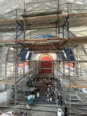 St Joseph Salem OR Altar Fresco scaffold arriccio - wide shot