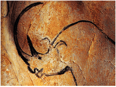 Chauvet Cave - Bull, accidental fresco, France