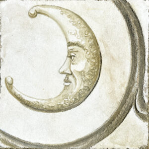 The Crescent Moon - study for Celestial Fresco Sgraffito Fireplace Mantel by iLia Fresco unframed
