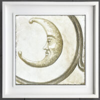 The Crescent Moon - study for Celestial Fresco Sgraffito Fireplace Mantel by iLia Fresco framed