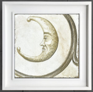 The Crescent Moon - study for Celestial Fresco Sgraffito Fireplace Mantel by iLia Fresco framed