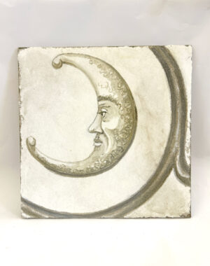 The Crescent Moon - study for Celestial Fresco Sgraffito Fireplace Mantel by iLia Fresco tile view
