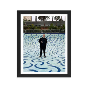 iLia Fresco at the bottom of the Hockney Pool 2024, Hollywood Roosevelt Hotel-framed-poster-in-black-11x14