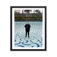 iLia Fresco at the bottom of the Hockney Tropicana Pool 2024, Hollywood Roosevelt Hotel-framed-poster-in-black-16x20