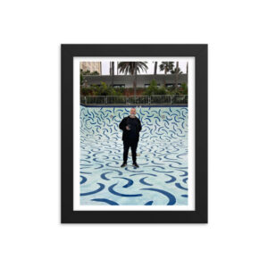 iLia Fresco at the bottom of the Hockney Pool 2024, Hollywood Roosevelt Hotel-framed-poster-in-black-8x10