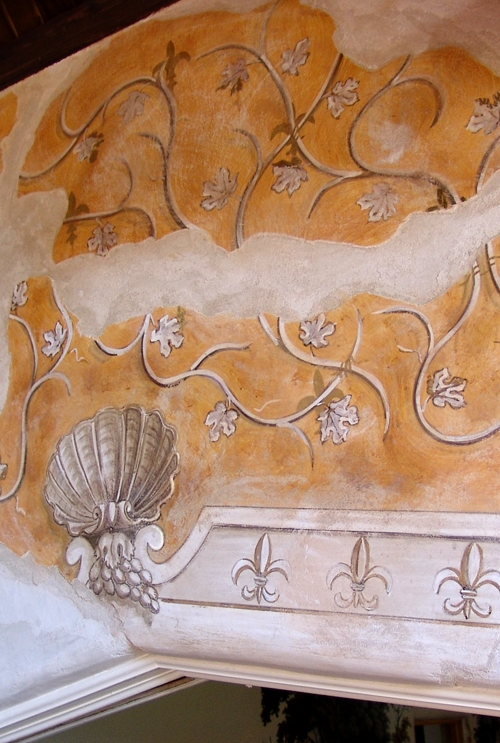 French Fresco Installation (detail) - true (buon) fresco, 24 kt gold leaf by iLia Fresco (Anossov), Beverly Hills California, 2011