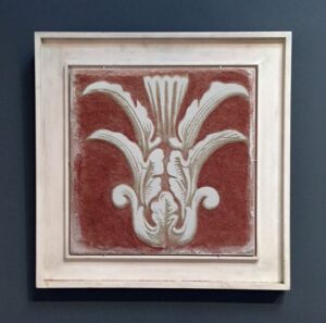 Red Sgraffito Fresco 001 – Buon Fresco – 16X16 on ceramic tile, renaissance collection, by iLia Fresco 2013