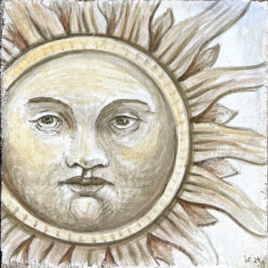 The Sun - study for Celestial Fresco Sgraffito Fireplace Mantel by iLia Fresco unframed