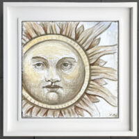 The Sun - study for Celestial Fresco Sgraffito Fireplace Mantel by iLia Fresco Framed