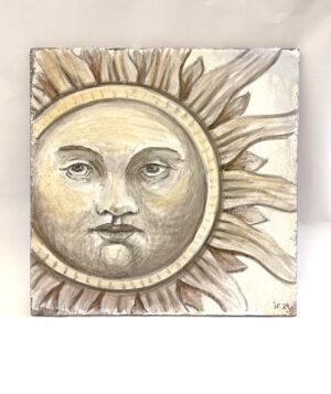 The Sun - study for Celestial Fresco Sgraffito Fireplace Mantel by iLia Fresco tile view